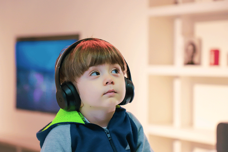 Child with headphones on