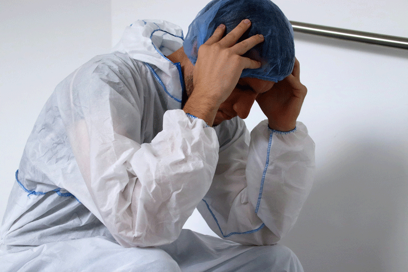 Stressed out medical worker