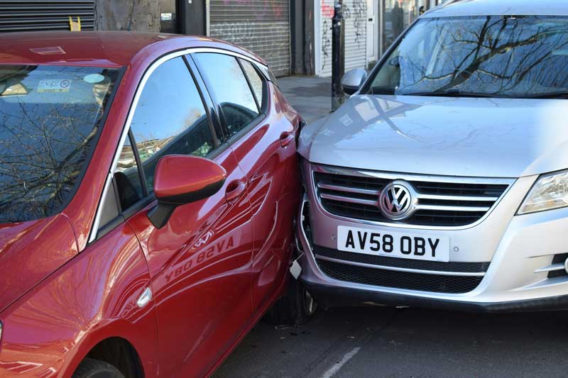 Two cars in a crash